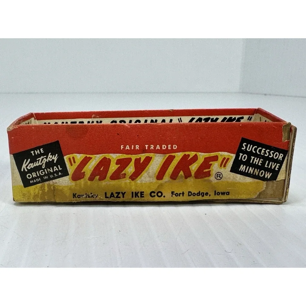 Vintage Kautzky Lazy Ike 3 Wooden Fishing Lure Original‎ Box Is In Ruff Shape